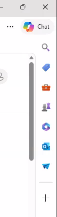 Screenshot showing Microsoft Edge sidebar with Outlook, Copilot, etc. app icons.