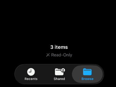 iOS Files app showing read-only at the bottom on a Samba share.